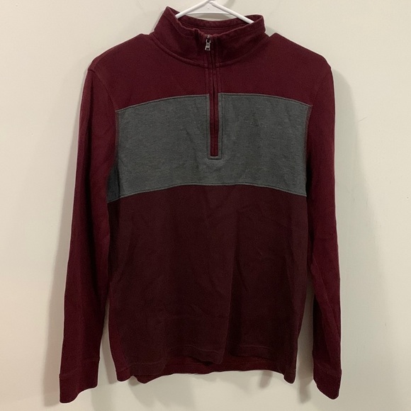 Calvin Klein quarter zip pullover, burgundy & gray, good condition, size S/P - Picture 1 of 4
